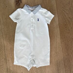 Janie and Jack White and Blue Striped Collar One Piece